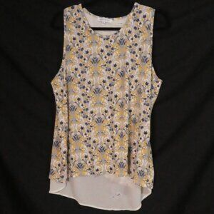 ROSE + OLIVE size XL extra large Floral High-Low Sleeveless Blouse *Torn Bottom